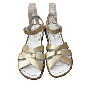 Salt Water Gold Woven Leather Sandals Girls Size 4